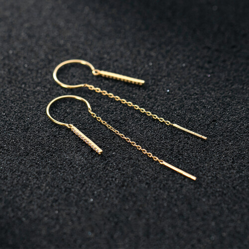 925 Silver Chain Piercing Drop Earring Long Chains Thread Pin Jewelry Silver-Color 2