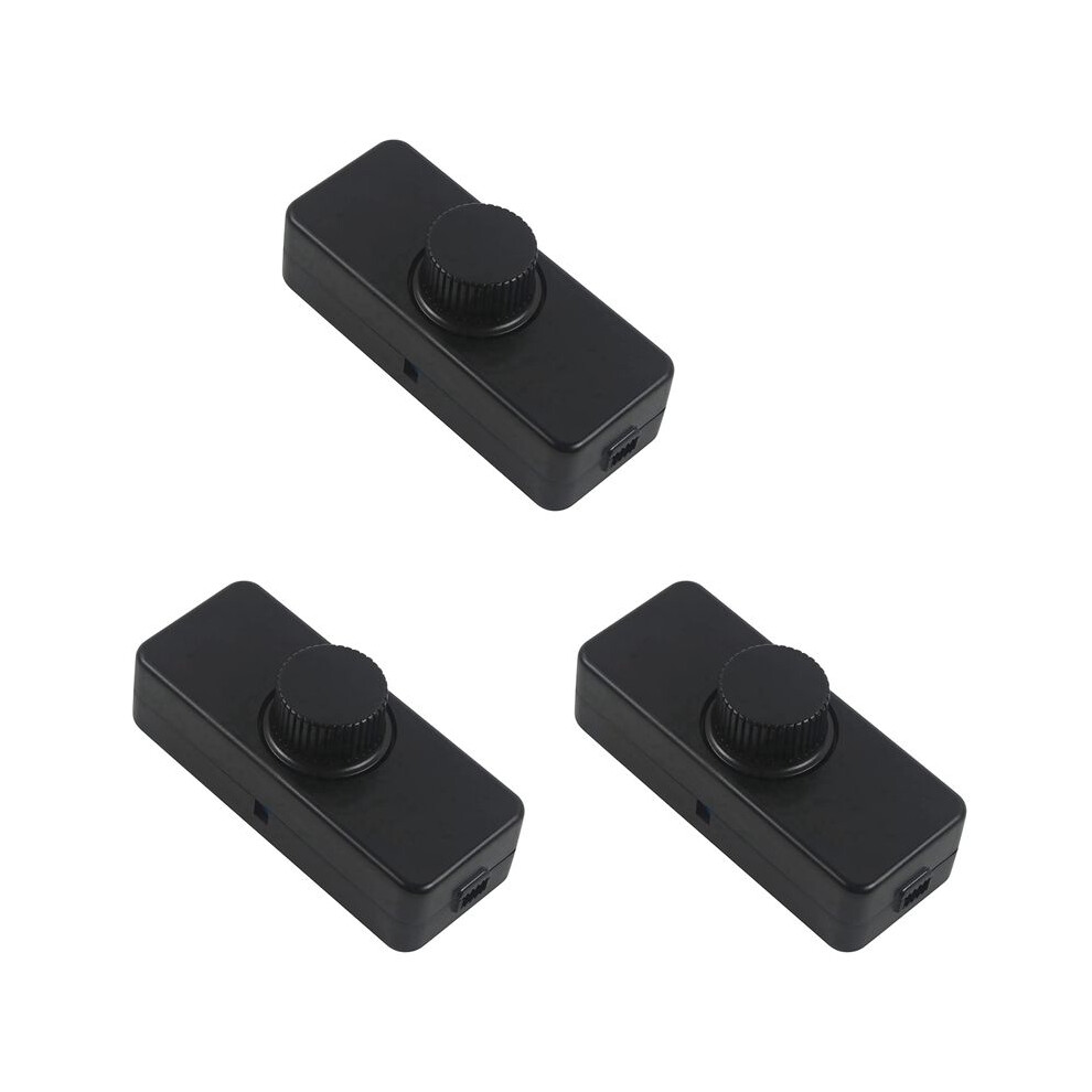 3X Inline Led Dimmer Built-In Rotary /Off And Knob Control Dimmer For Dimmable 3-100W Led/Incandescent Black 4713945913491