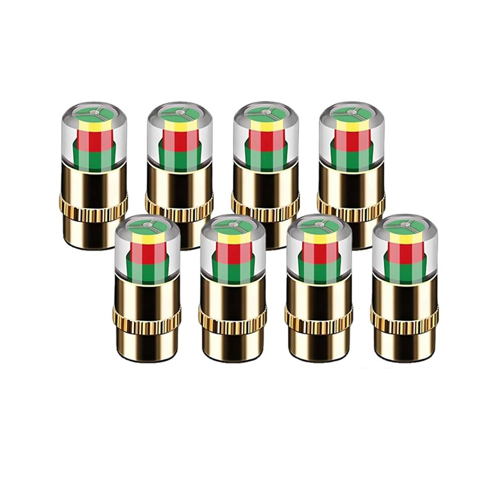 8Pcs Tire Pressure Monitor Valve Stem Caps, 36 Psi 2.4Bar, Easy Read 3-Color Alert, Universal Fit Green/Yellow/Red 4711587086597