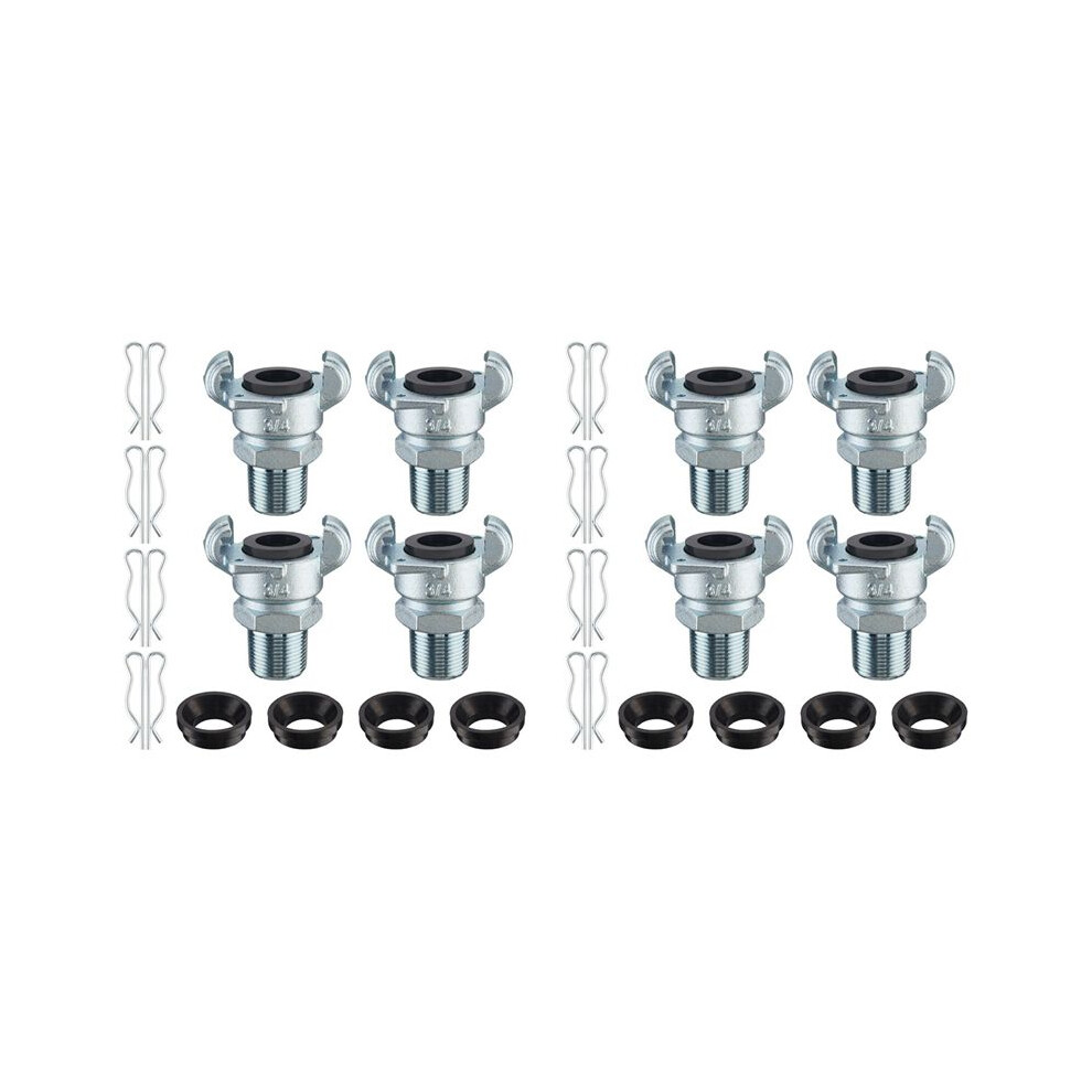 8Sets Npt Air Hose Fitting 2 Lug Universal Coupling Chicago Fitting For Female And Male End (Male End,3/4Inch) 6033833566041