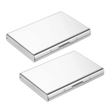 2X Metal Card Holder Wallet,Ultra Thin Stainless Steel Metal Wallets RFID Blocking Credit Card Wallet Holder,White