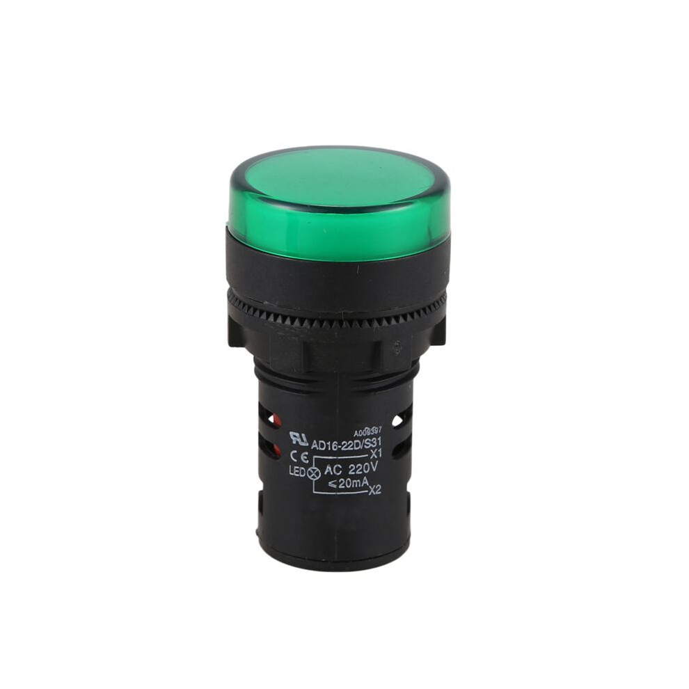 10 Pcs Ac220v Led Power Indicator Signal Lamp 22Mm Dia Green/Light 4712358685421