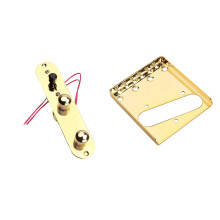 Saddle Bridge Plate 3 Way Control Plate Gold & Top Loader Guitar Bridge Plate for Telecaster (Gold)85.5mm