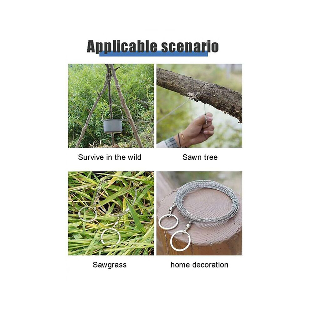 2X Rope Saw Portable Stainless Steel Wire Saw Manual Cutting Chain Camping Hiking Survive Woodworking Tools(9.8Feet) 6033460463379