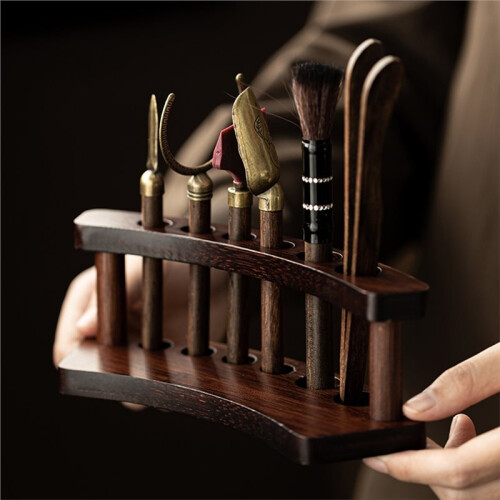 PDQ Solid Wood Tea Set Accessories with National Style Pattern 2
