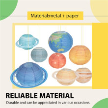 8Pcs Space Paper Lanterns Multi-Color Solar System Planets Lanterns 12Inch Outer Space Themed Party Supplies