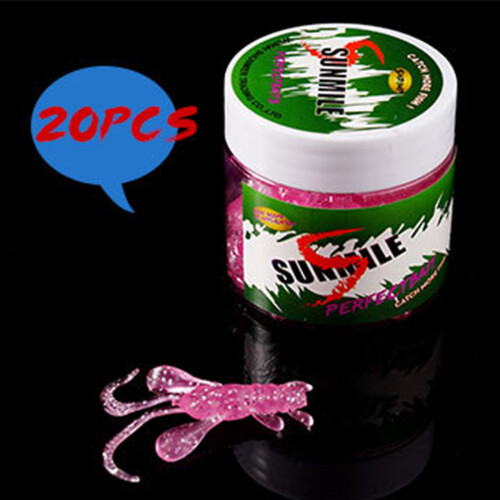 SUNMILE 1 StüCk Fisch KöDer  Angeln Schweben Weich KöDer TPR Garnele Weich KöDer 20 StüCk Flasche Weich See Angeln KöDer (Rosa) 1