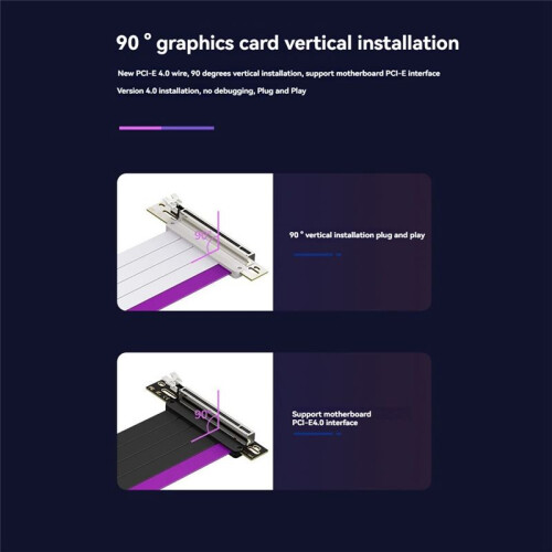 Graphic Card Extension  PCIE4.0 Rotor X16 Rotor 16X Desktop Computer Horizontal Vertical Loading  Black 2