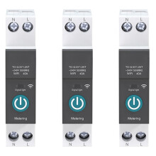 3X 40A Tuya Single Phase Din Rail WIFI   Meter Timer Power Consumption Monitor KWh Wattmeter,Black
