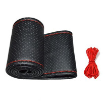 New Universal braid the steering wheel PU Leather car steering wheel cover to cover the entire single connector 38cm