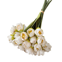 Künstliche Blumen mit 24 Köpfen und biegsamen-Weiß