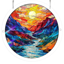 Stained Glass Window Hanging,Bird Scenery Suncatchers for-09