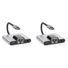 2X Type-C to Ethernet LAN Network Adapter Hub USB C to 3.5mm Audio PD Fast Charging Docking Station for Laptop Phone