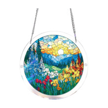 Kleurrijk acryl zonvanger puzzel muurornament met metalen-F