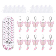 Set Of 10 Stylish Butterfly Keyrings Acrylic Accessory And