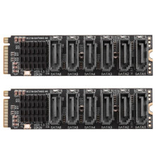 2X M.2 MKEY PCI-e Riser Card M.2 NVME A SATA3.0 PCIE A 6Gpbsx6-Port Expansion Card ASM1166