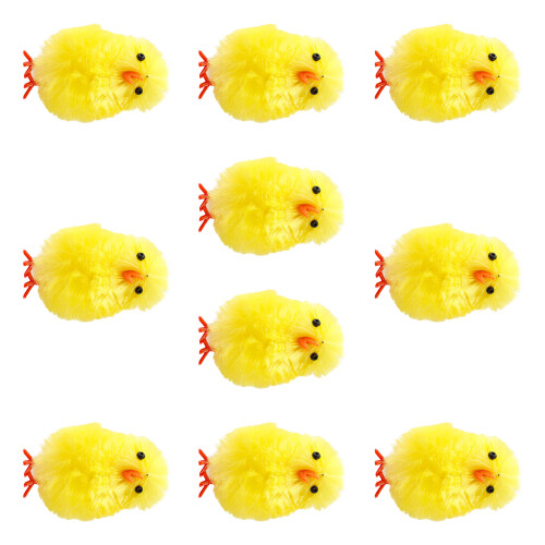10Pcs 4CM Tiny Yellow Easter Ornament Chicken Plush Polyester