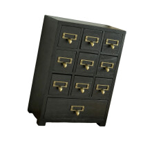 Pine Wood 9 Compartment Drawer Organizers For Desk-Black