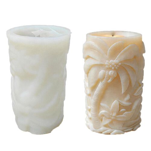 Tree Carving Cylinder Silicone Candle Mold For Resin Casting