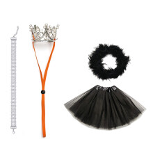 Deluxe 23-Zoll-Stoffgänse-Kostüm-Outfit-Set mit Krone,-Schwarz