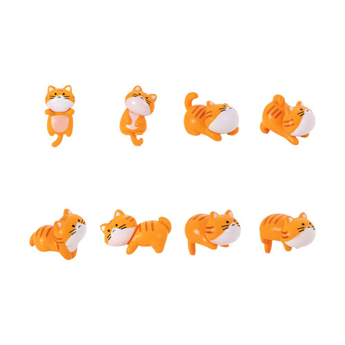 8Pcs Creative Small Cats Sculpture PVC Desktop Display Ornaments