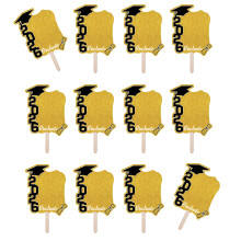 12PCS Graduation Fan Photo Frames Ornament Excellent For-Gold