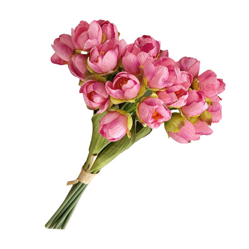 Realistic Flower Bunch 24 Heads Artificial Flower-Deep Pink