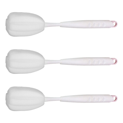 Flexible Sponge Cup Brush With Extendable Straw Cleaner-Pink