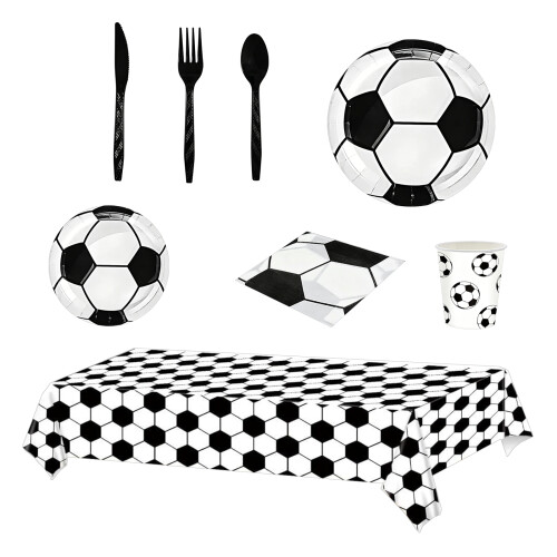 Football Themed Disposable Party Tableware Set Plastic