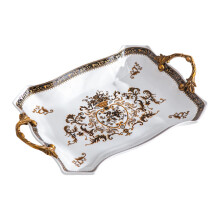 Retro Style Porcelain Serving Tray With Double Handle-victori0