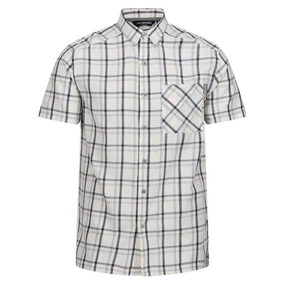Regatta Mens Mindano Viii Checked Short-Sleeved Shirt Silver