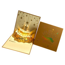Carte Popup d'anniversaire créative 3D avec enveloppe, carte-Or