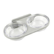 Clear Hanging Pet Dishes with Strong Magnetic Base Large-Grey
