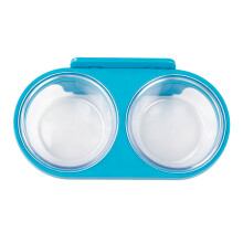 Clear Hanging Pet Dishes with Strong Magnetic Base Large-Blue