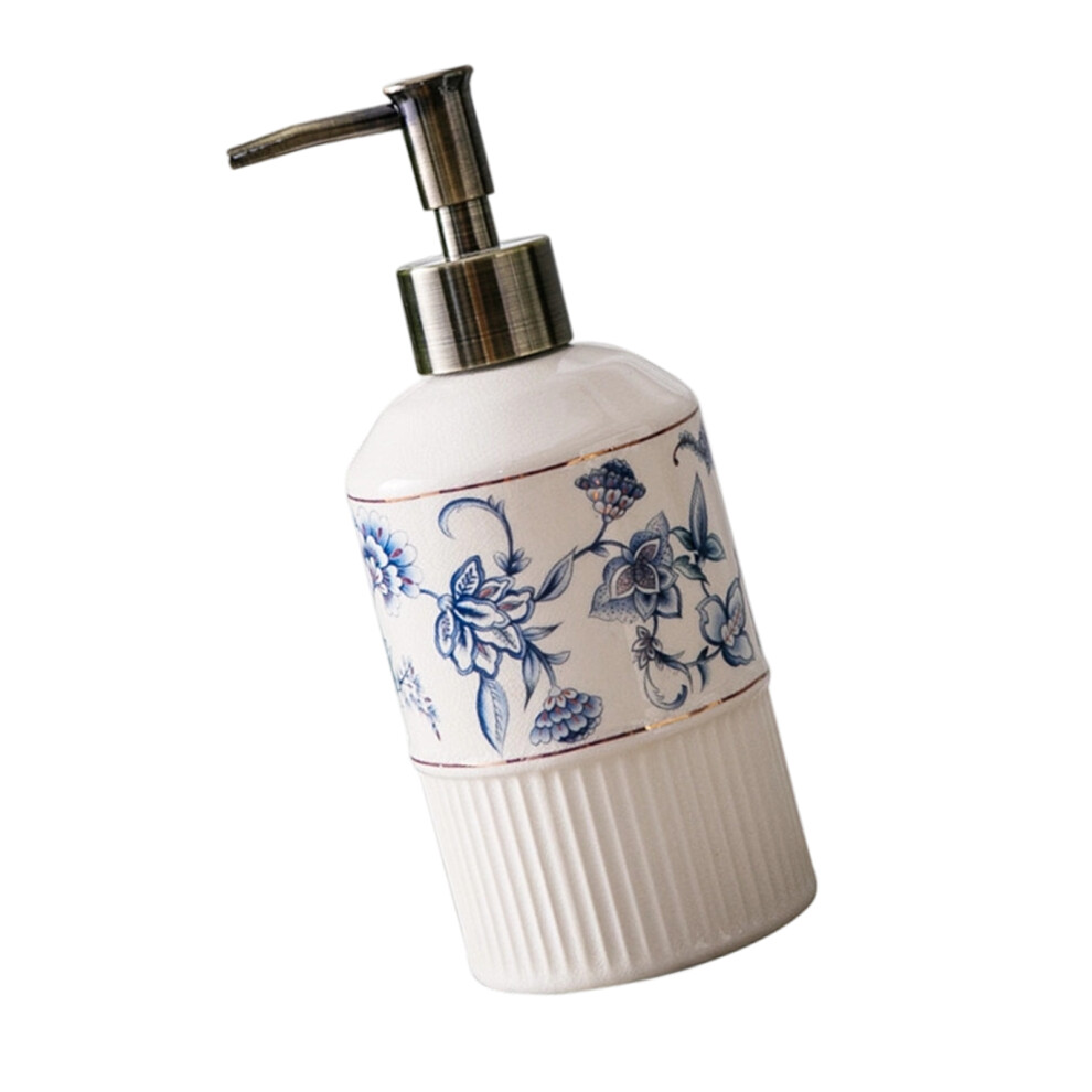 Unique Soap Dispenser Ceramic Lotion Bottle With Easy-Bluewhit3