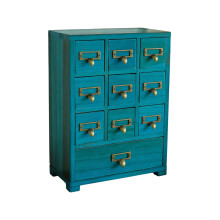 Handcrafted 9 Drawer Storage Box Wooden Desktop Organizers-Blue