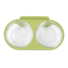 Double Bowl Feeders Clear Suspended Double Dish For-Green