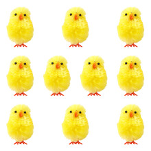 10Pcs 4CM Yellow Easter Chick Ornament Plush Polyester Chick For