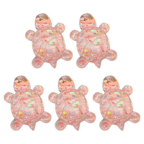 Pack Of 5 Dynamic Liquid Flowing Turtles Statues-Pink