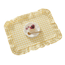 Decorative Gingham Table Mat Washable Placemat with Ruffle-3