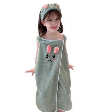 Toddler Bath Towel Dress Includes Head Cover Fast-Green 2