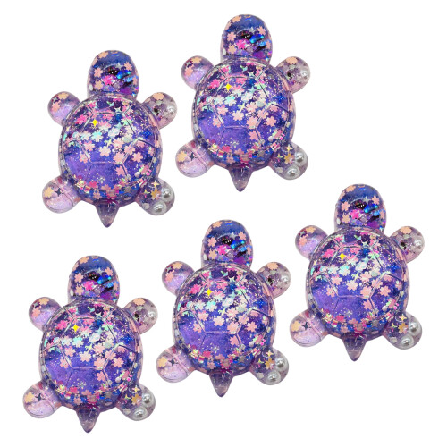 5Pcs Dynamic Flowing Sand Turtles Figurines Durable-Purple