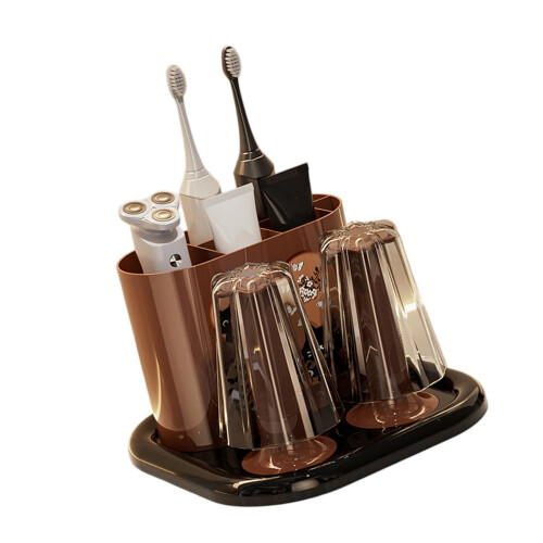 Elegant Antique Bathroom Toothbrush Toothpaste Organizer-Black