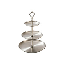 Dessertteller aus Edelstahl mit stabilem Standfuß und-Silber