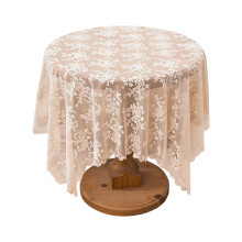 Decorative French Lace Tablecloth Washable-135x135 Rice color