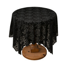 Floral Embroidered Tablecloth Sturdy Polyester-135x100 Black