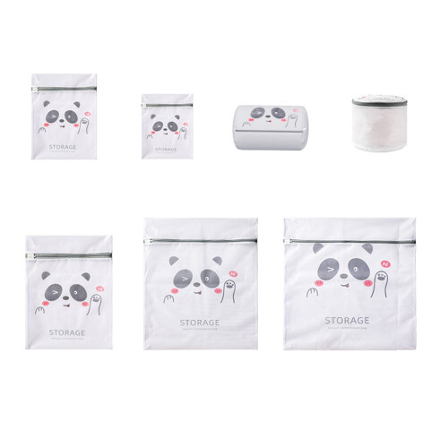 Anti Deformation Laundry Net Bag With Secure Zippered-Panda 1