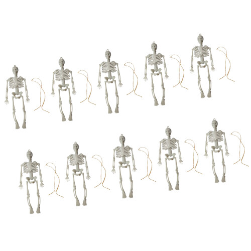 Packung mit 10 kleinen Halloween-Skeletten mit-Weiß