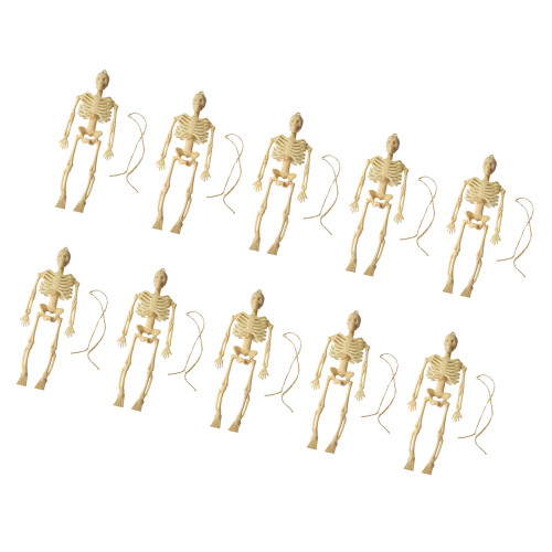 Figurine squelette posable pour Halloween, décoration de-Beige