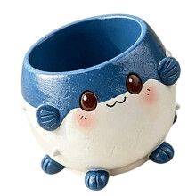 Cheerful Mini Resin Flower Pot Container Featuring-indigo. fish